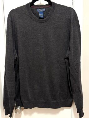Joseph & Lyman Charcoal Gray 100% Merino Wool Crew Neck Sweater Mens L